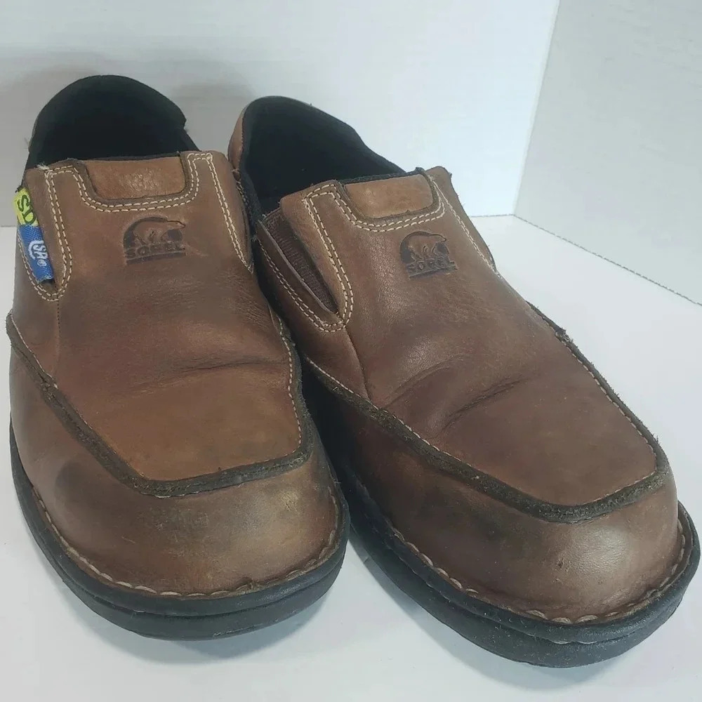 Sorel Mens Brown Steel Toe Work Shoes,Size 9.